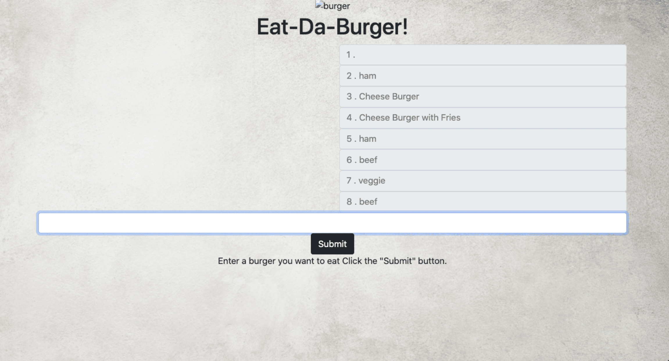 burger app screenshot